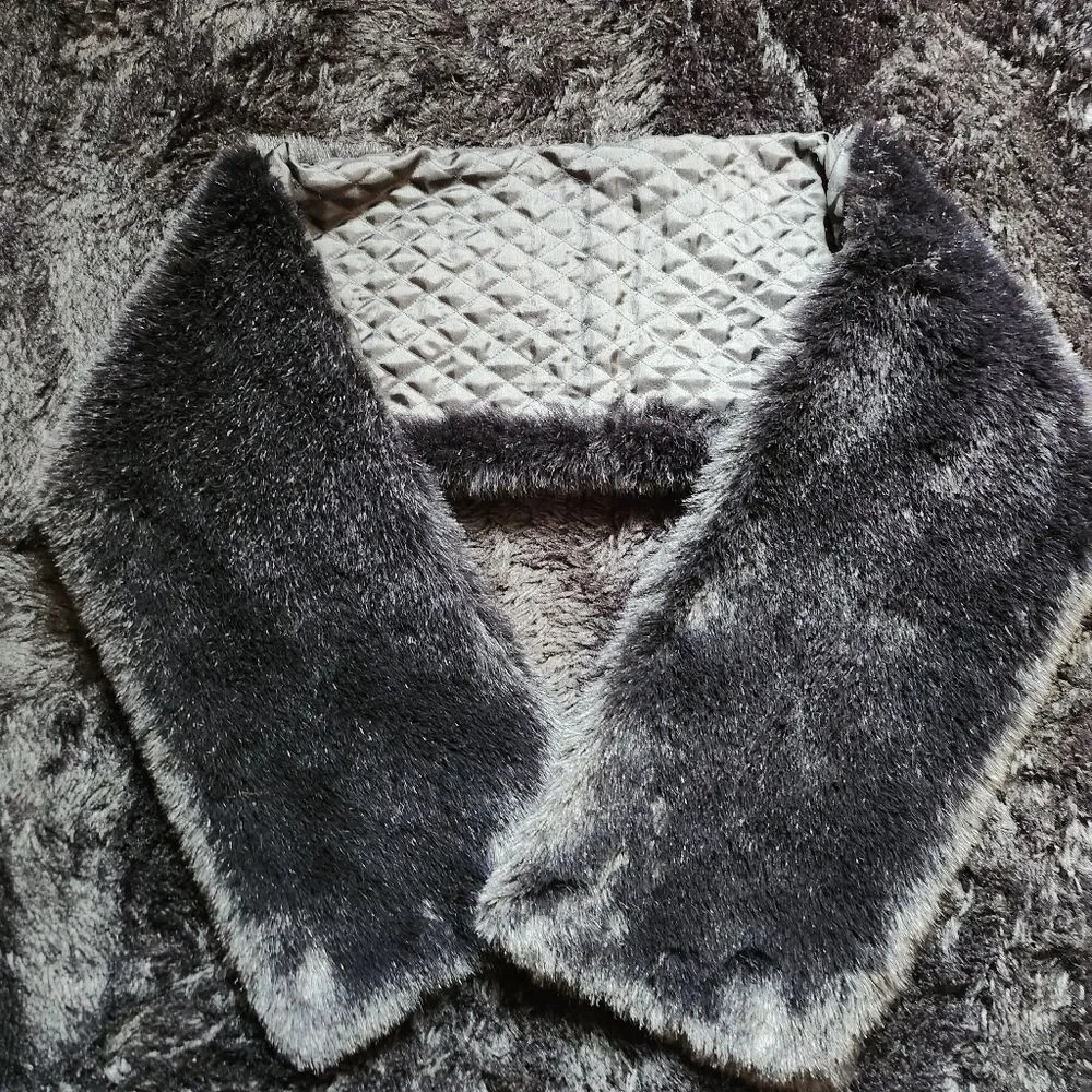 Banana Republic Black Quilted And Furry Shawl